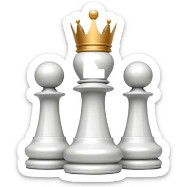 white plastic chess pieces, queen, white sticker