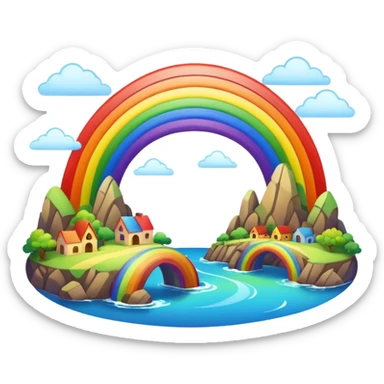 Rainbow Bridge – Arched rainbow connecting flying islands. sticker