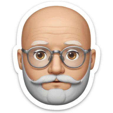 Bald man with salt and pepper beard and glasses sticker