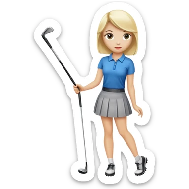 Golf girly blonde in skirt holding club sticker