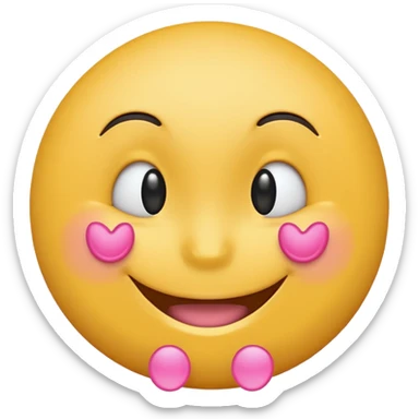 smiling yellow round emoji with pink money signs as eyes, wide grin sticker