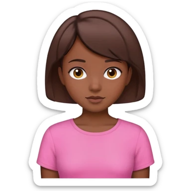 I need a girl with brown short hair, a lil dark skin, with a pink top  sticker