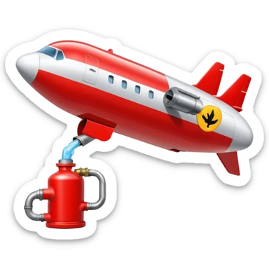 Airplane wing fuel tank being filled with jet fuel from hydrant sticker