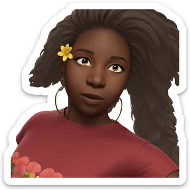 dark-skinned girl with flowers sticker