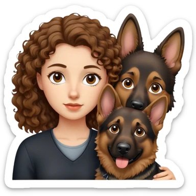 German Shepherd , Young Curly brown hair  woman  sticker