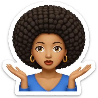 Black woman with an Afro shrugging sticker