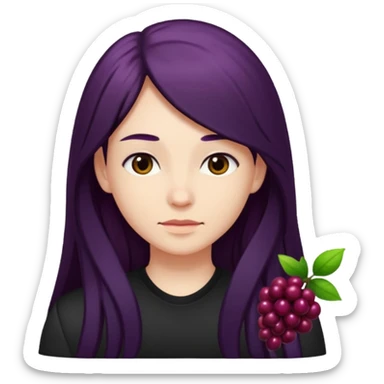 A avatar whit black shirt and berry long hair sticker