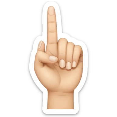 The thumb, index and middle finger showing sticker