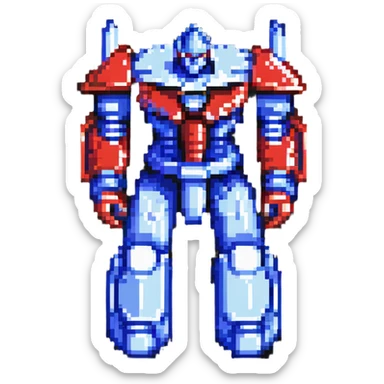 Optimus Prime, classic and nostalgic pixel art style sticker