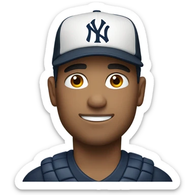 Spanish man wearing New York hat  sticker