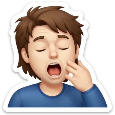 Weak man with disheveled hair yawning sticker