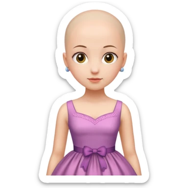 create pretty girl with bald head and pretty dress shot is waist close sticker