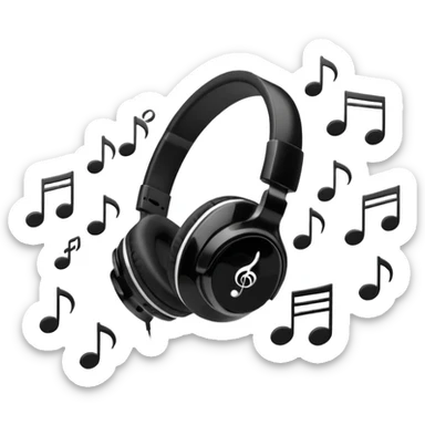 wired headphones with notes around sticker