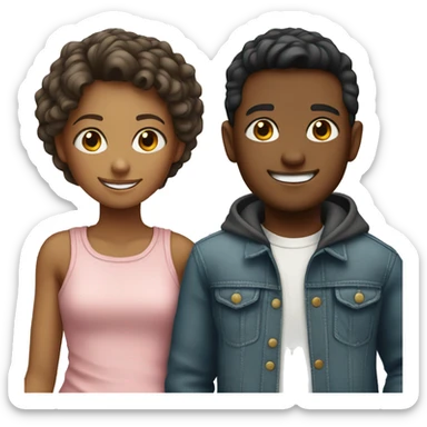 smiling boy and girl in casual outfits sticker