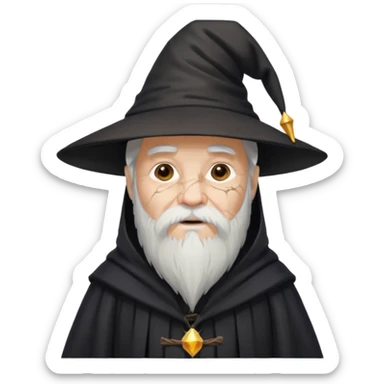 old wizard with cracked skin black robe and wizard hat  sticker