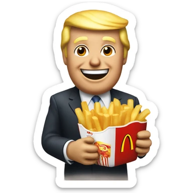 Trump holding McDonald’s French fries sticker