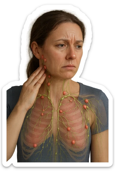 Donna con sistema linfatico bloccato immagine realistiche 4k sticker