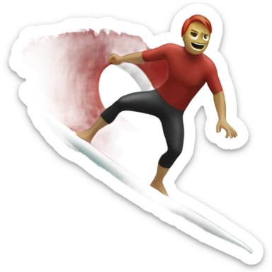 Person surfing a red wave sticker