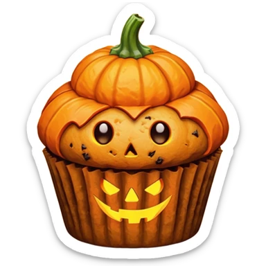 halloween muffin with pumpkin decoration sticker