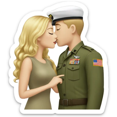 Army white boy with girlfriend kiss sticker