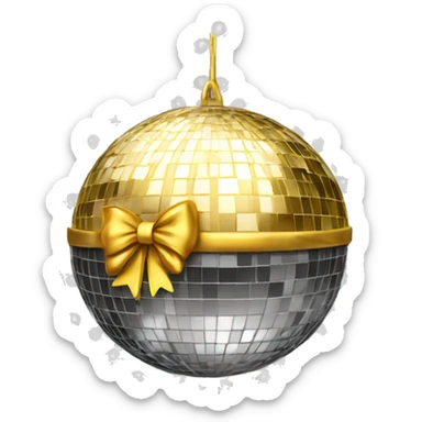 mirrorball with a bow  sticker