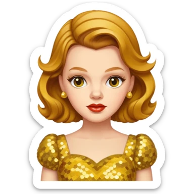Judy Garland with long golden brown hair, yellow sequin dress sticker