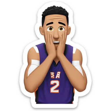 Devin Booker covering his ears with his hands, annoyed, mad  sticker