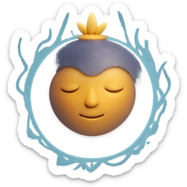 Make the smile more subtle and gentle. Enhance the ball to feel like a mystical, magical aura guide, with ethereal glow and a sense of wisdom. Keep the 3D emoji style. sticker