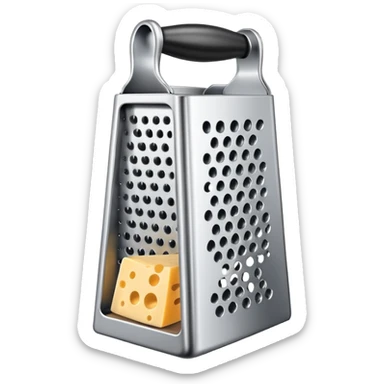 Cheese grater with grated cheese sticker