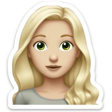 Blonde white girl with grey and green eyes sticker