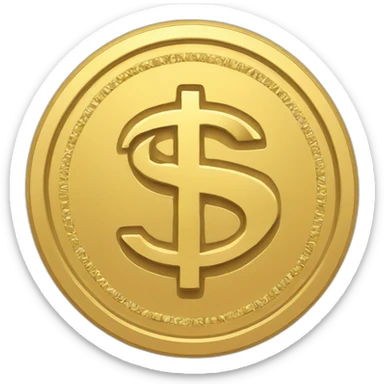 a flat golden coin with dollar sign sticker