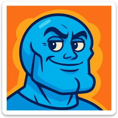 blue emoji with a prominent jawline sticker