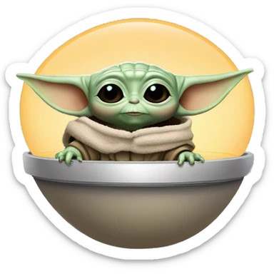 grogu baby yoda in floating hover pod sticker