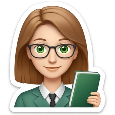 happy teacher with light brown hair and green eyes sticker