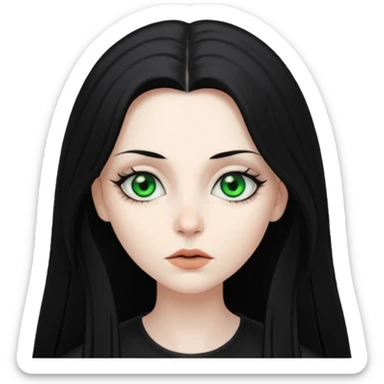 Goth white gf with green eyes and long black hair sticker