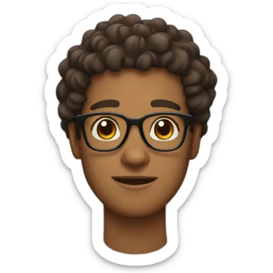 Brown man with glasses a bread and curly hair sticker