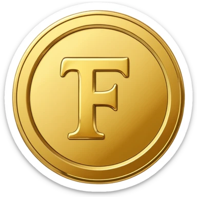 gold coin with the letter "T" on it sticker