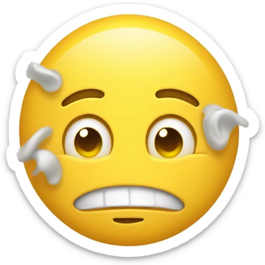 a yellow round emoji with closed eyes and chewing mouth without cheeks sticker