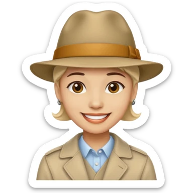 Una cara con una sonrisa un sombrero elegante y mirada con orgullo sticker