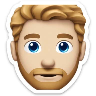 White superman, redish hair, blue eyes, redish brownish facial hair, very handsome, scruffy beard sticker