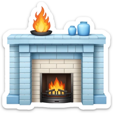 The fireplace is pale blue in color sticker