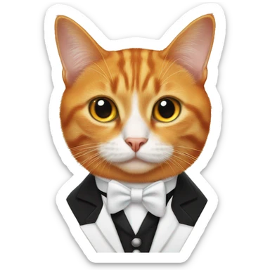 Orange cat in a tuxedo sticker