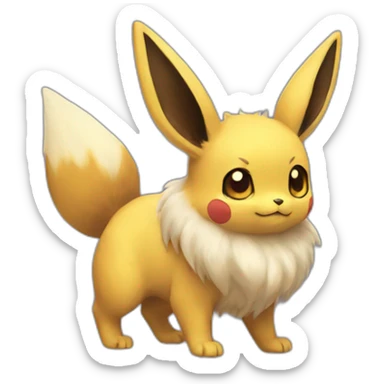 A half-eevee, half-Pikachu creature sticker