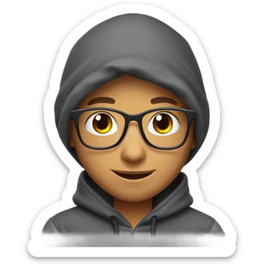 smiling boy in hoodie nerd sticker