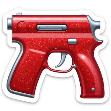 red glitter gun sticker