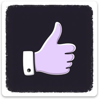 thumbs up emoji in chalk style, soft lilac color palette, rough doodle-like texture as if drawn with pastel chalk on a dark surface, aesthetic and emotional Telegram channel, gentle sparkle effect sticker