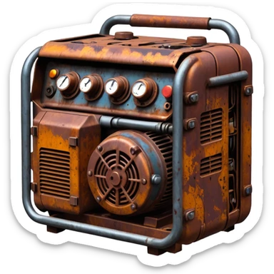 A generator for making electricity, covered in zombie guts. In a dark menacing style sticker