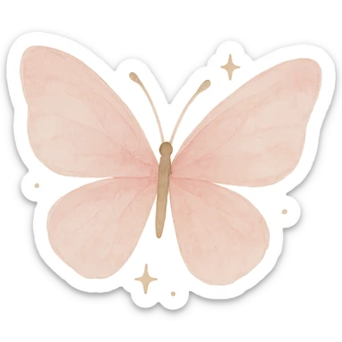 pink butterfly with sparkles, watercolor style sticker