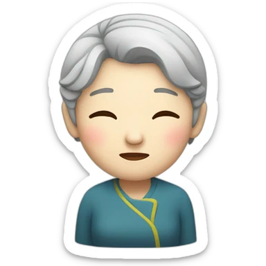 Chinese senior lady with sleepy looks sticker