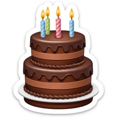 a big three-tiered chocolate birthday cake without candles sticker